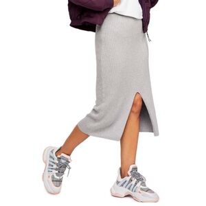 NWT Free People gray ribbed fitted skirt